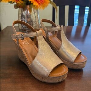 Franco Sarto Clinton Gold Wedge Sandals